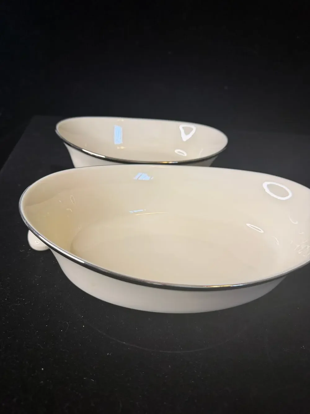 Lenox Solitaire Oval Serving Bowls 9” & 10”  Serving Knife – 3 Piece Set